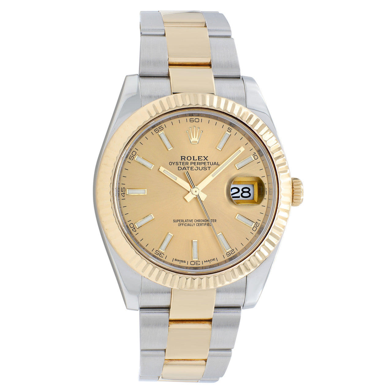 Exclusive Rolex 18K Yellow Gold Stainless Steel Datejust 41 126333 — Front View