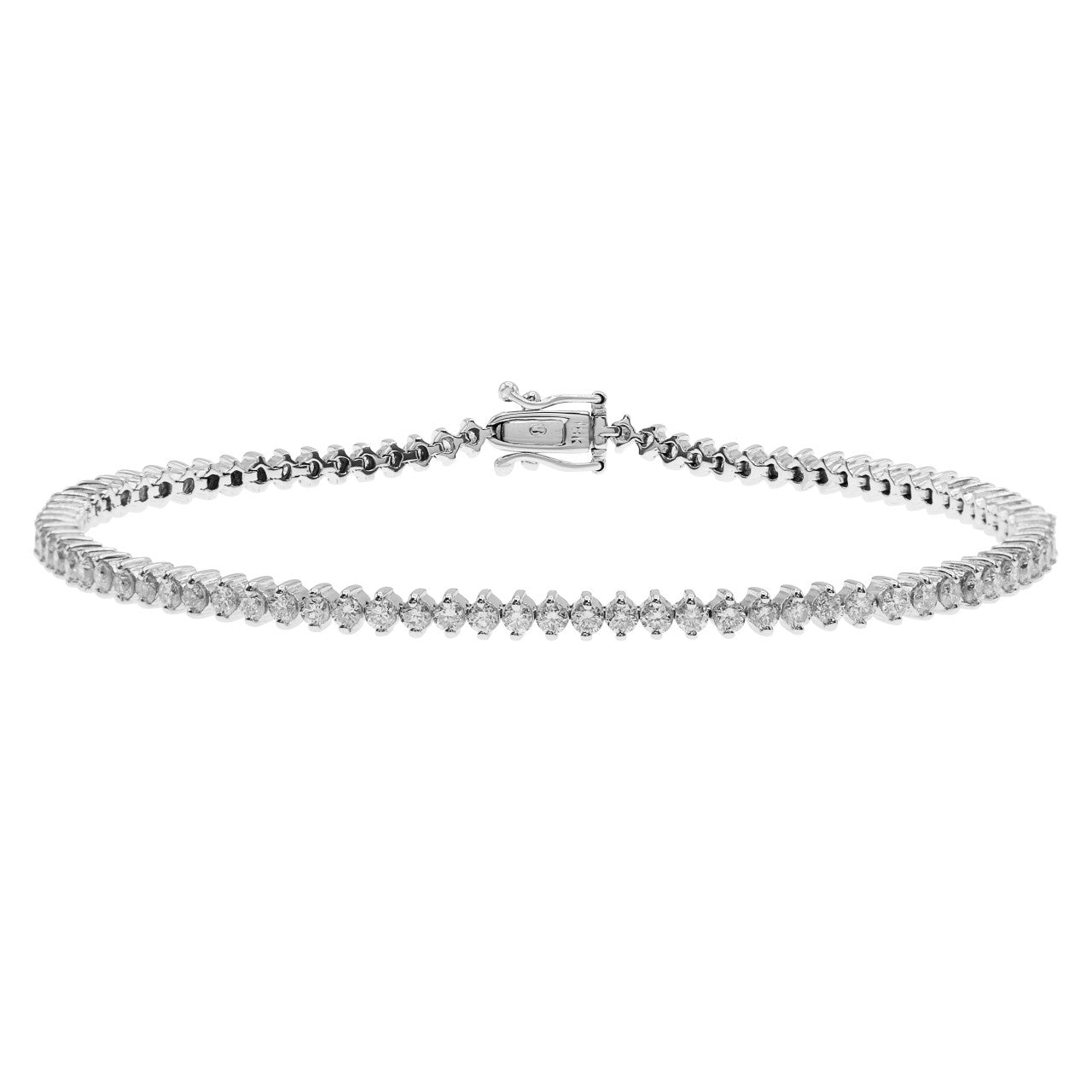 Exclusive 18K White Gold 1.78 Carat Diamond Tennis Bracelet — Front View