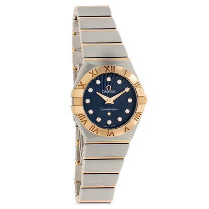 Exclusive Omega Stainless Steel 18K Rose Gold Constellation 123.20.24.60.53.001 — Front View