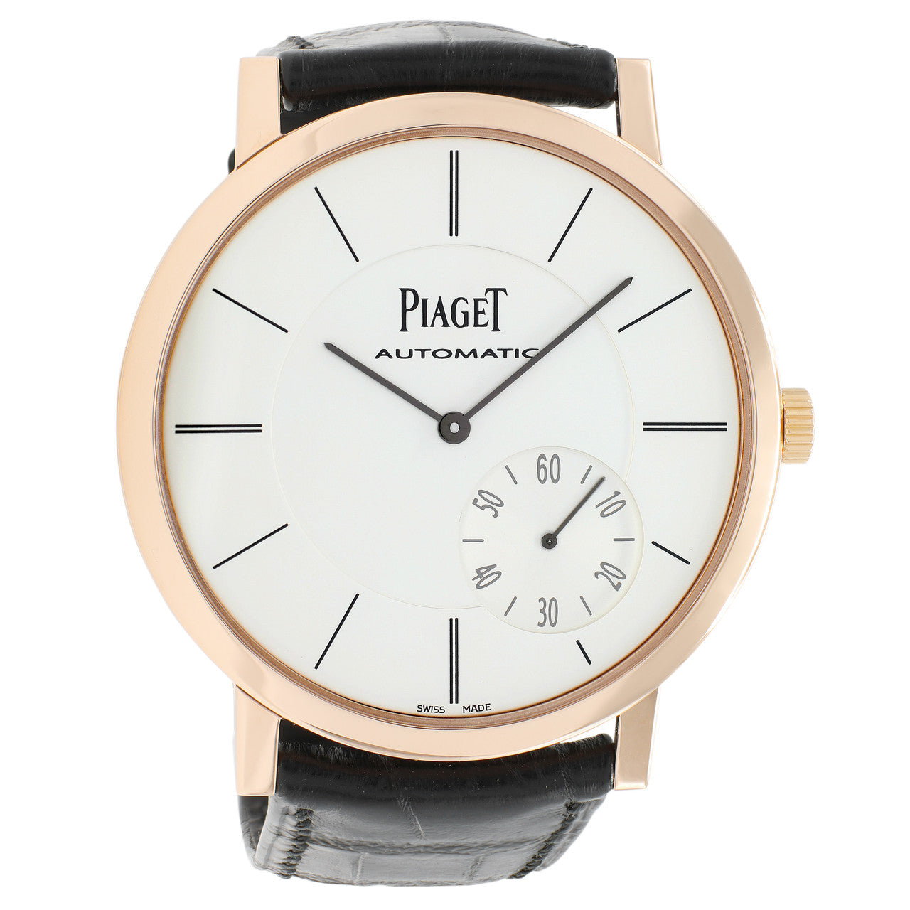 Exclusive Piaget 18K Rose Gold Altiplano 43mm Automatic Watch G0A35131 — Front View