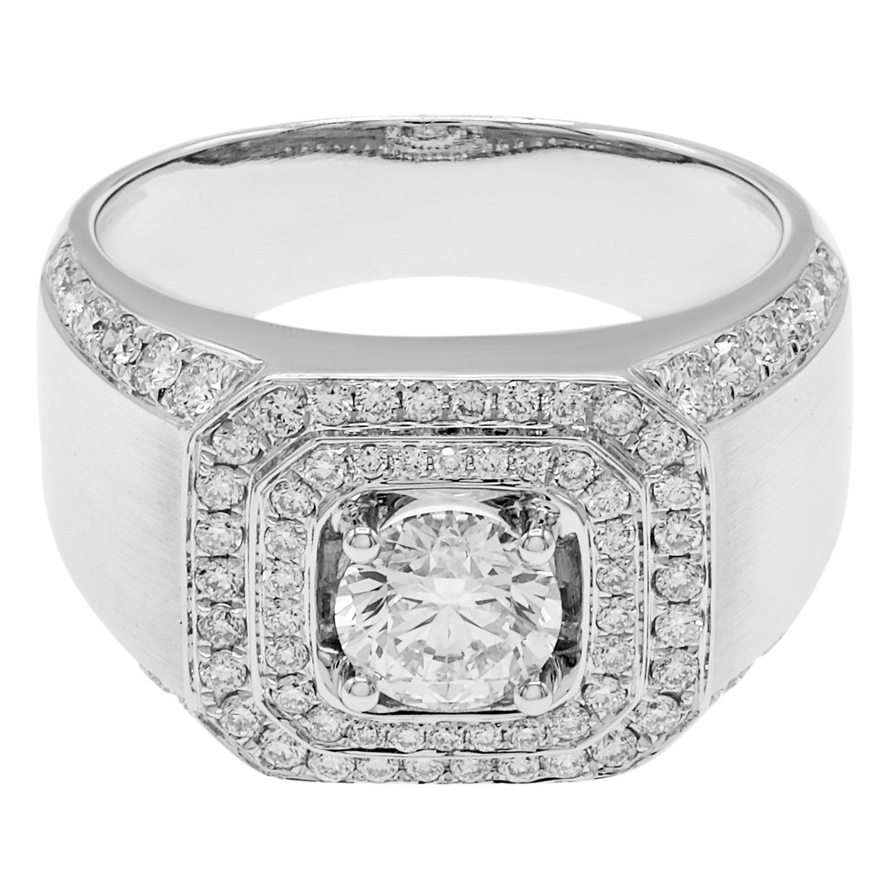 Exclusive 18K White Gold 1.37 Carat Diamond Ring — 6.75 — Front View
