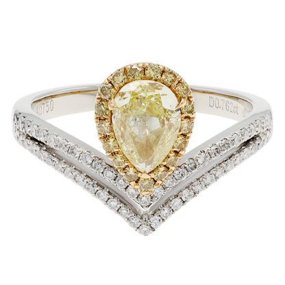Exclusive 18K White Gold 0.76 Carat Fancy Yellow Diamond Ring — 3.75 — Front View