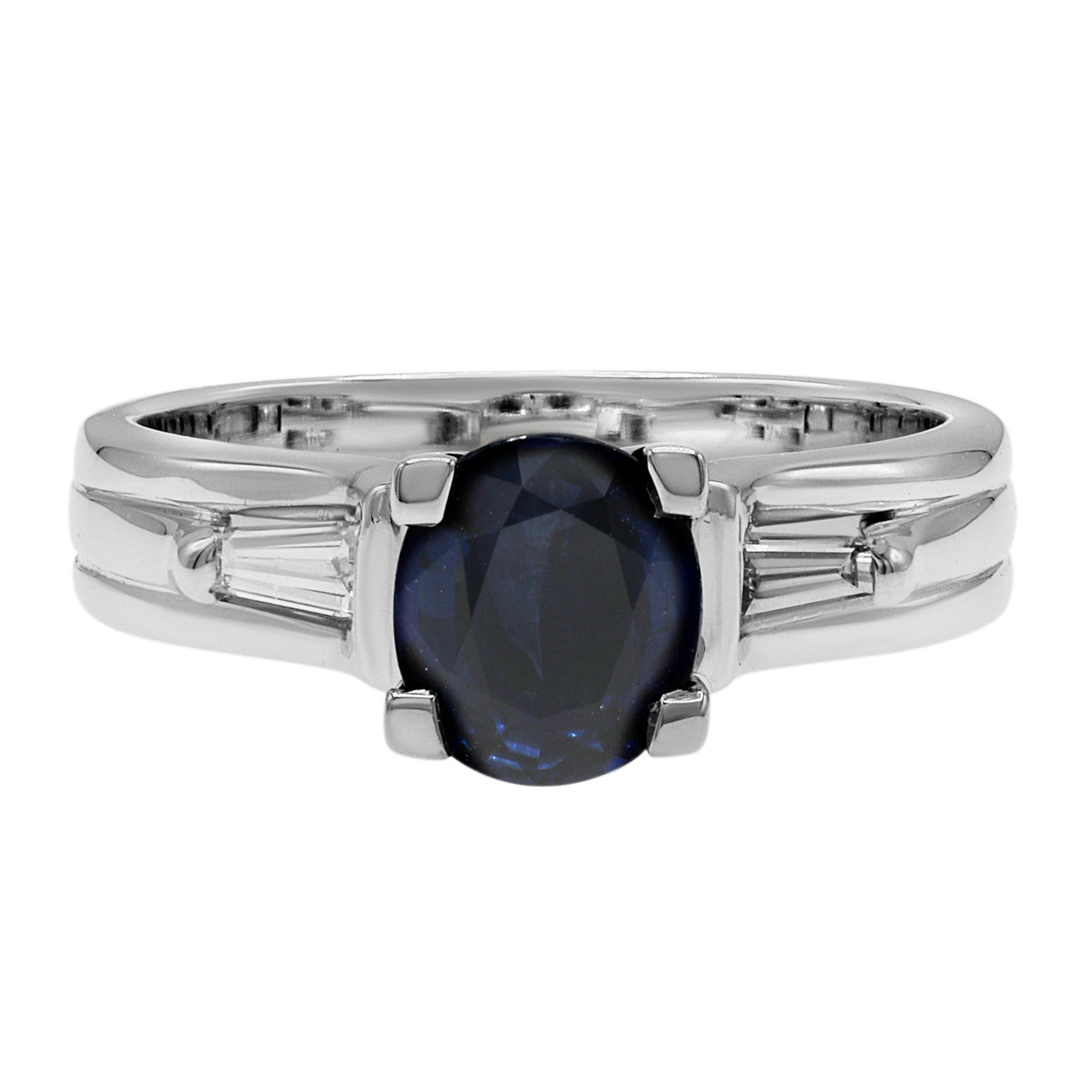 Exclusive 18K White Gold 1.23 Carat Sapphire Diamond Ring — 5 — Front View