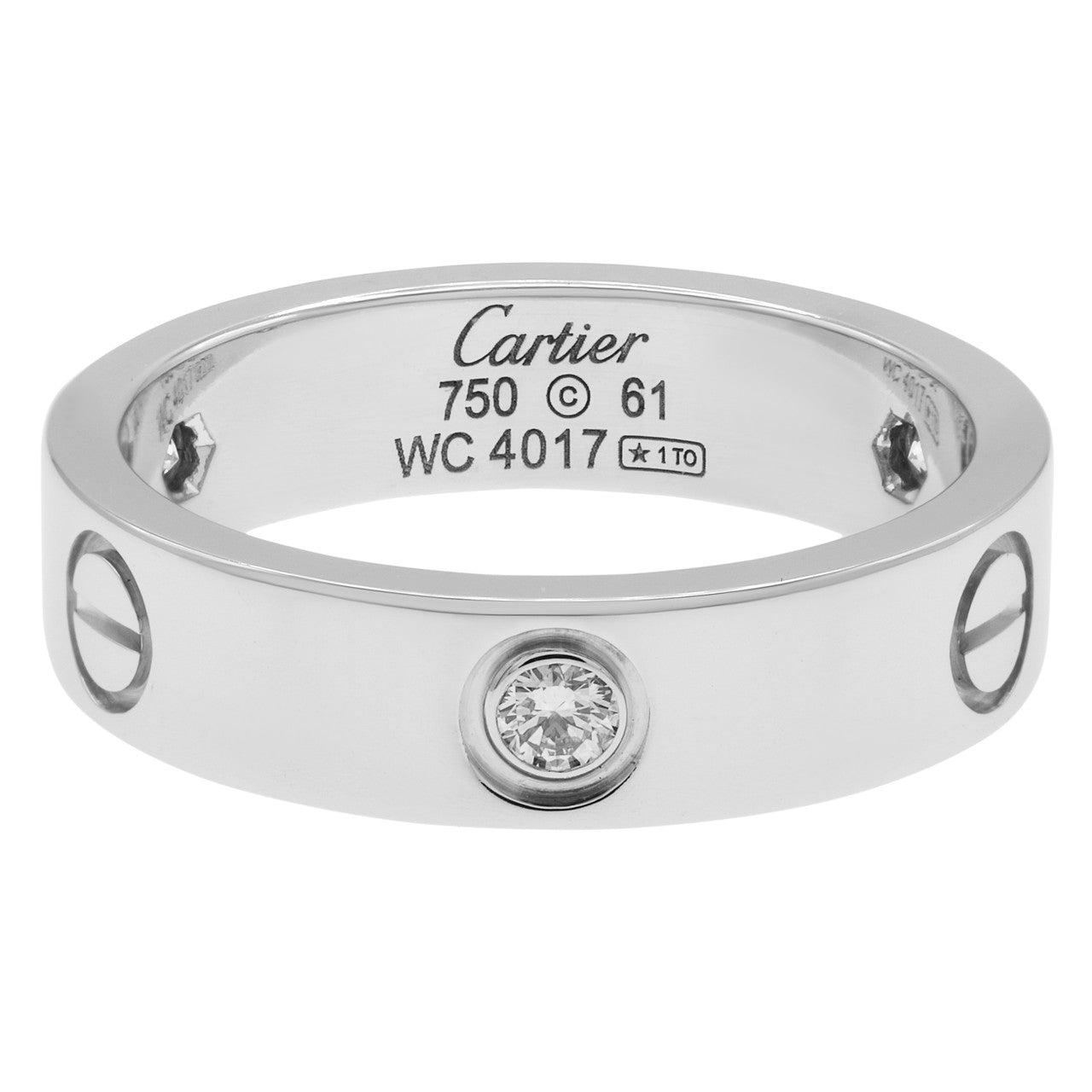 Exclusive Cartier 18K White Gold 3 Diamond Love  Ring — Front View