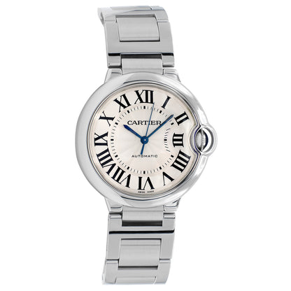 Exclusive Cartier Stainless Steel Ballon Bleu 36mm Automatic W6920046 — Front View