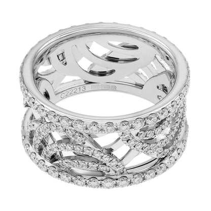 Exclusive De Beers 18K White Gold Diamond Aria Band Ring — Side View
