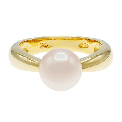 Exclusive 18K Yellow Gold Akoya Pearl Ring — 5 — Front View