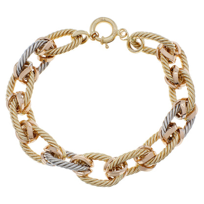 Exclusive 18K Tri-Tone Gold Link Bracelet — Front View