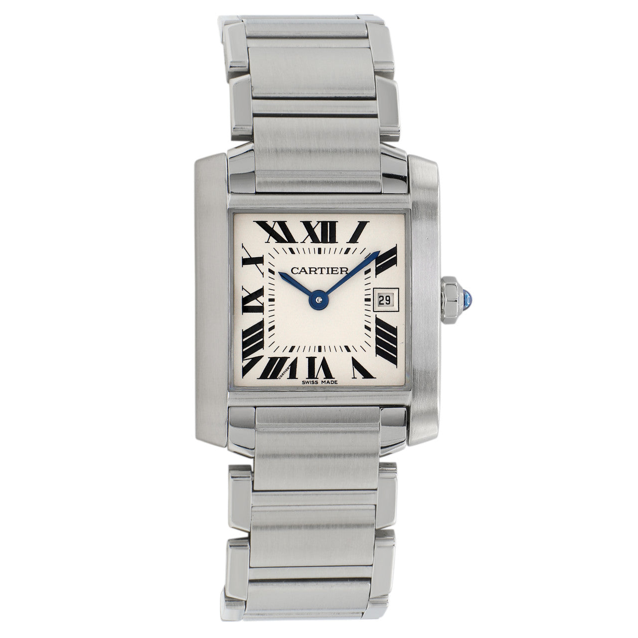 Exclusive Cartier Stainless Steel Tank Francaise 2465 — Front View