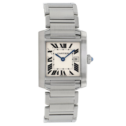Exclusive Cartier Stainless Steel Tank Francaise 2465 — Front View