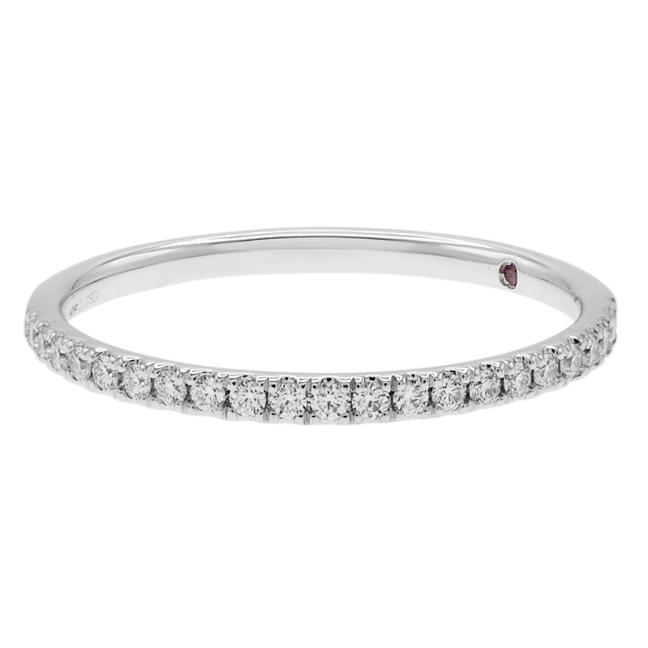 Exclusive 18K White Gold 0.22 Carat Diamond Wedding Band — 6.5 — Front View