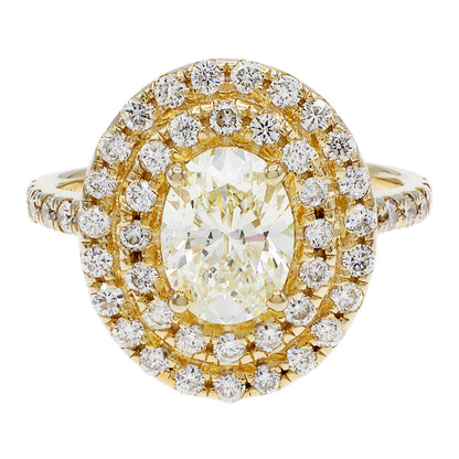 Exclusive 14K Yellow Gold 1.21 Carat Oval Diamond Ring — 3.5 — Front View