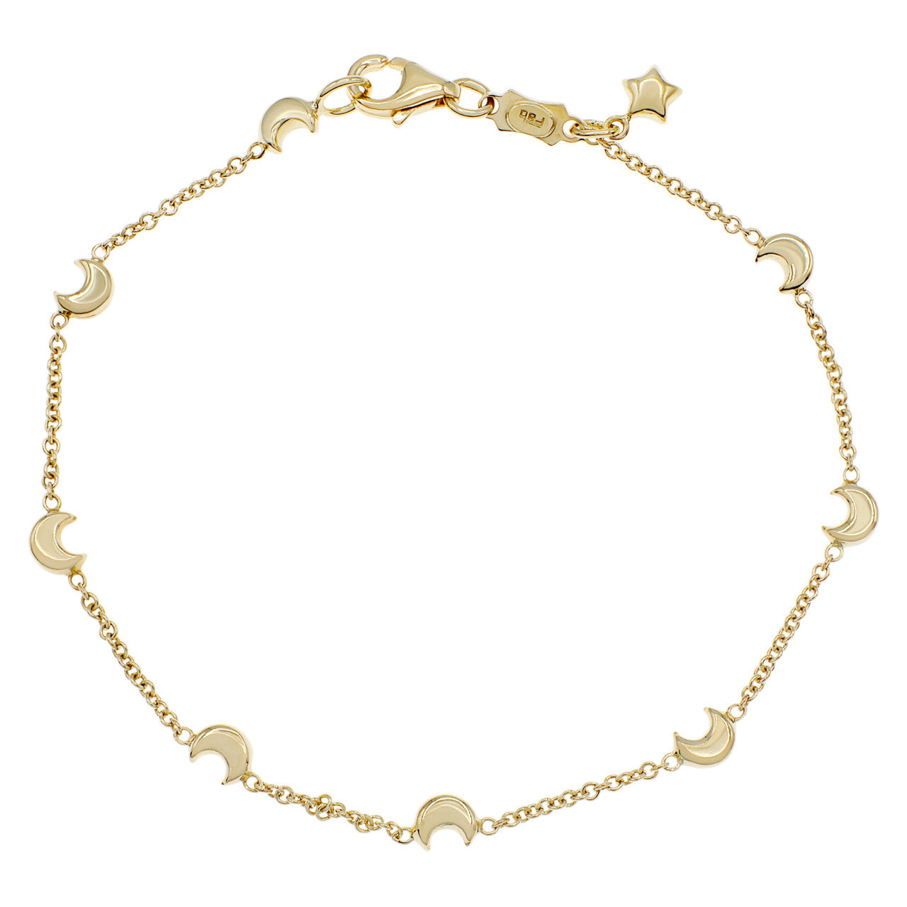 Exclusive 18K Yellow Gold Moon & Star Bracelet — Front View