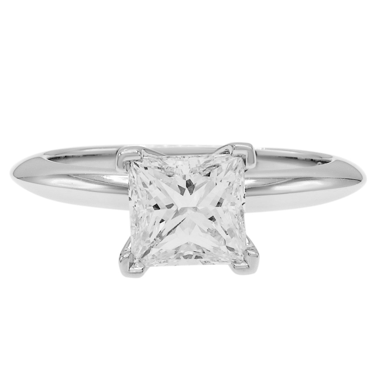 Exclusive Tiffany & Co. Platinum 1.13 Carat Princess-cut Diamond Engagement Ring — Front View