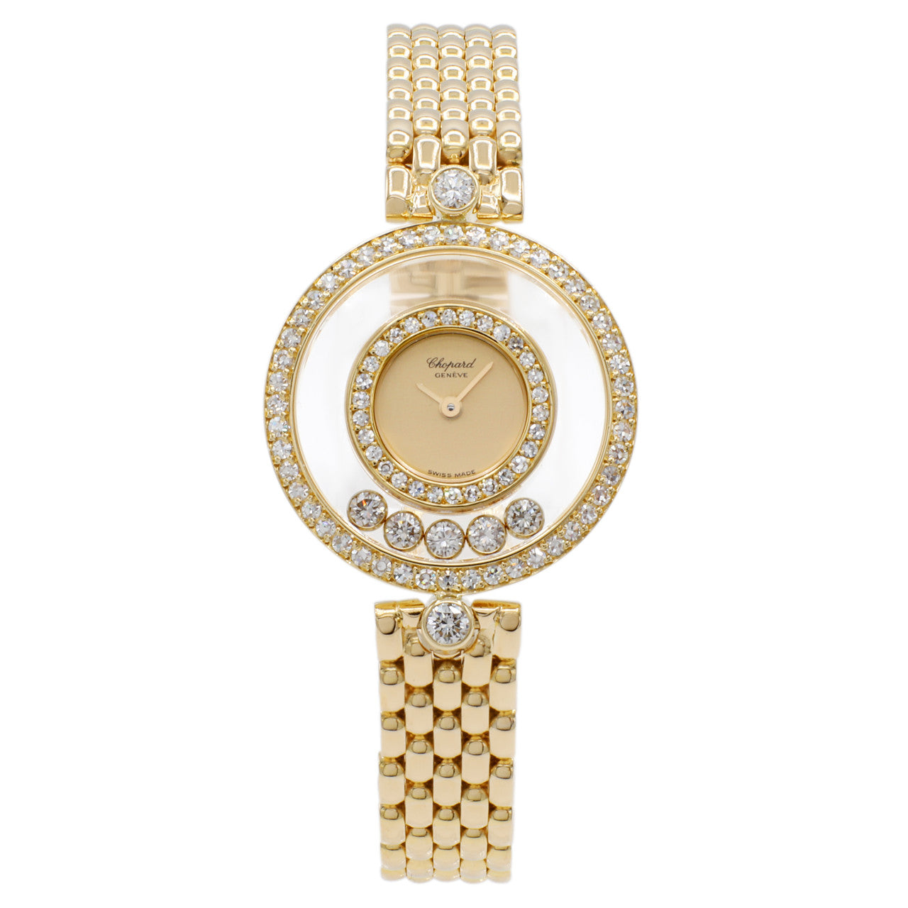 Exclusive Chopard 18K Yellow Gold Happy Diamond  Watch — Front View