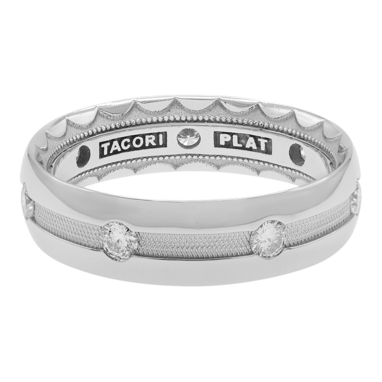 Exclusive Tacori Platinum & Diamond Milgrain Band Ring — Front View