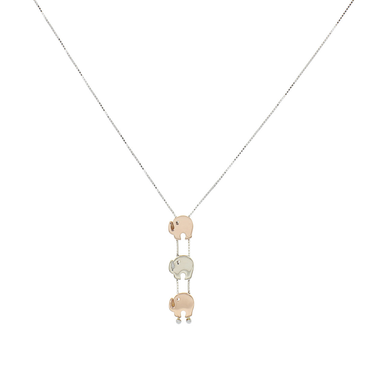 Exclusive 18K White & Rose Gold Elephant Necklace — Front View
