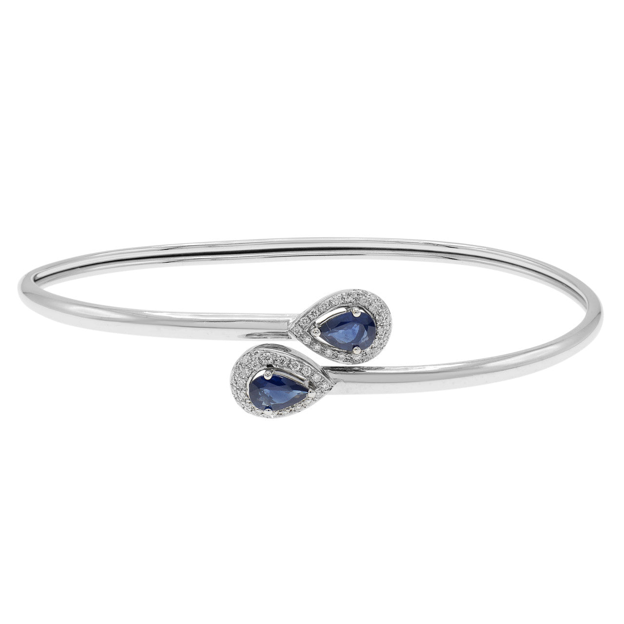 Exclusive 18K White Gold 0.84 Carat Sapphire Diamond Bracelet — Front View