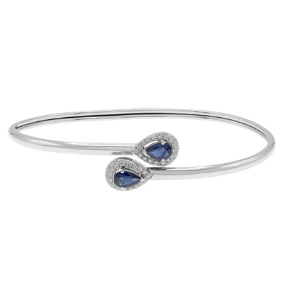 Exclusive 18K White Gold 0.84 Carat Sapphire Diamond Bracelet — Front View
