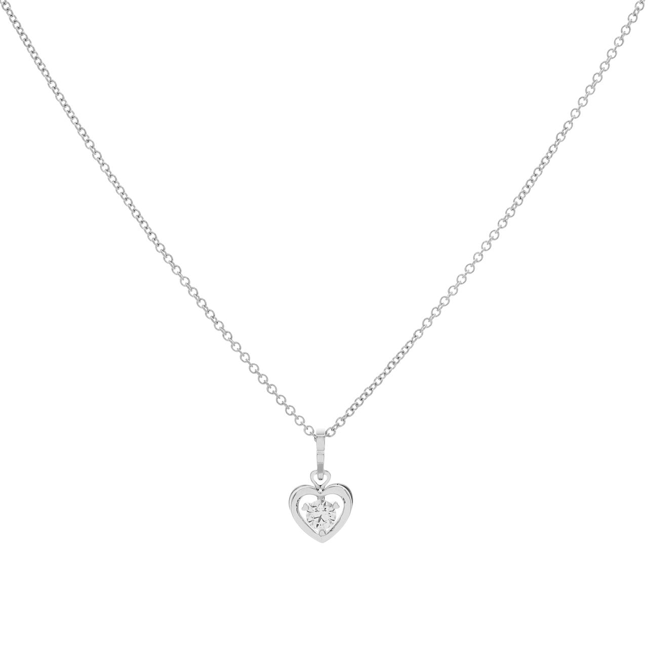 Exclusive 18K White Gold 0.32 Carat Diamond Heart Pendant — Front View