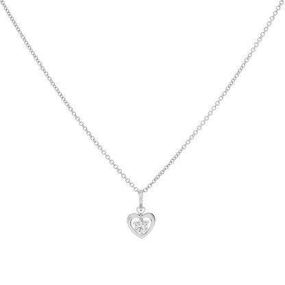 Exclusive 18K White Gold 0.32 Carat Diamond Heart Pendant — Front View