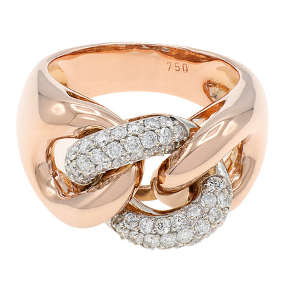 Exclusive 18K Rose Gold 0.76 Carat Diamond Link Ring — 5 — Front View