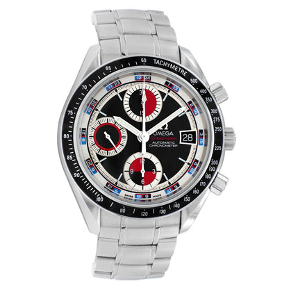 Exclusive Omega Stainless Steel Speedmaster Date 3210.52.00 — Front View