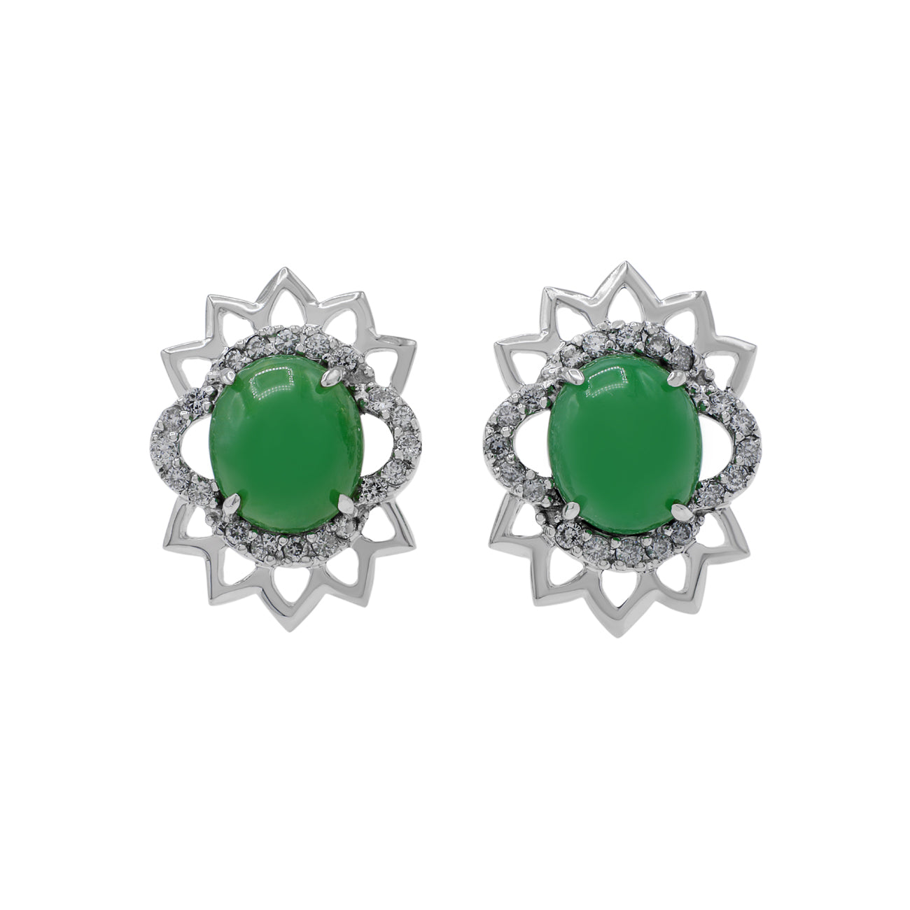 Exclusive 18K White Gold Jadeite Earrings — Front View