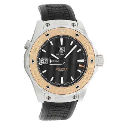 Exclusive Tag Heuer Stainless Steel 18K Rose Gold Aquaracer 500M WAJ2150 — Front View