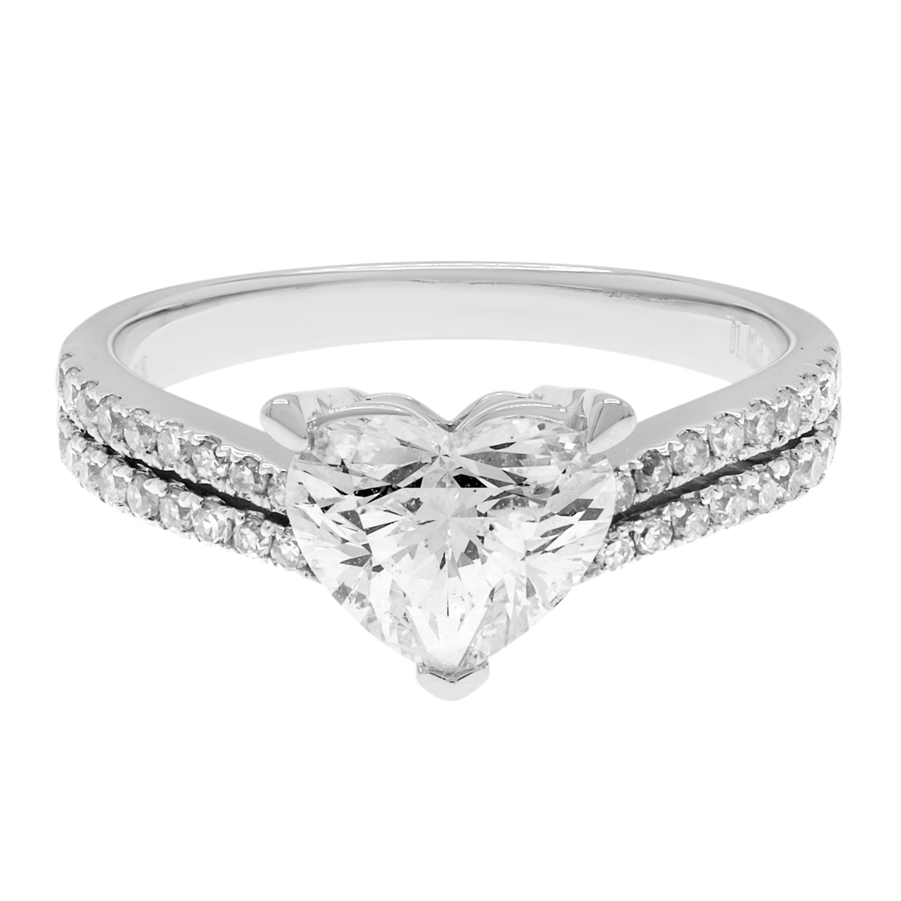 Exclusive 18K White Gold 1.02 Carat Heart Diamond Ring — 3.5 — Front View