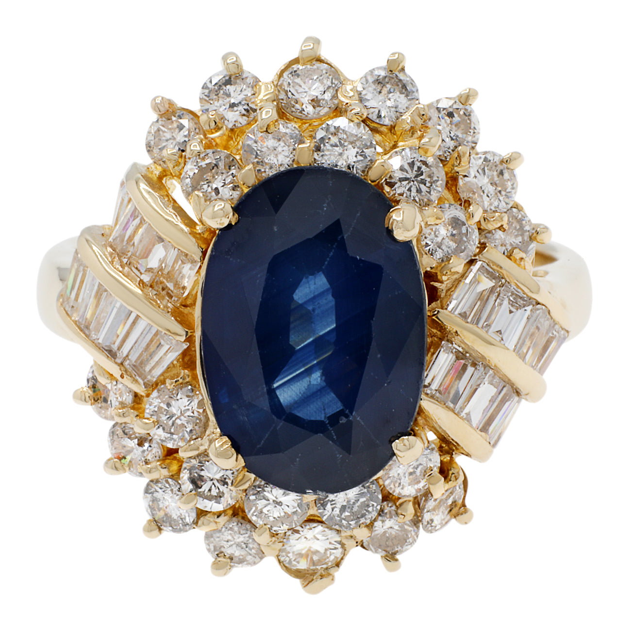 Exclusive 18K Yellow Gold 3.06 Carat Sapphire Ring — 4.5 — Front View