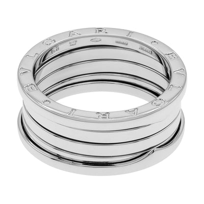 Exclusive Bulgari 18K White Gold B.Zero1 Four-Band Ring — Front View