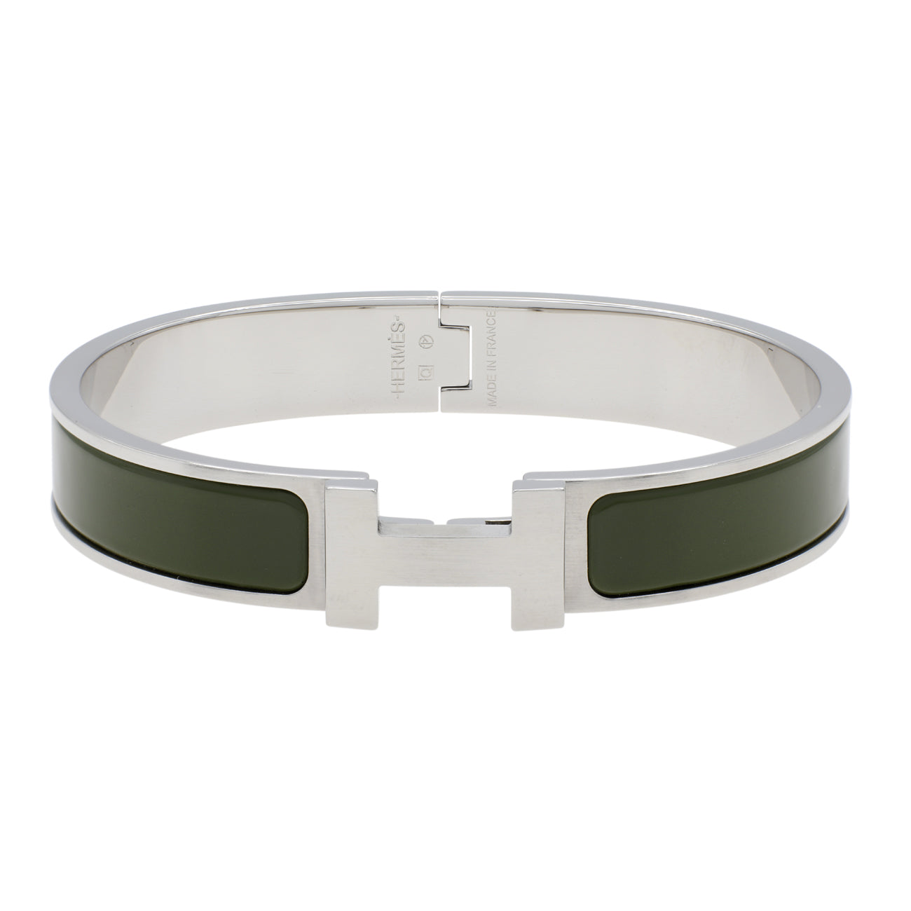 Exclusive Hermes Vert De Gris Clic HH Bracelet — Front View