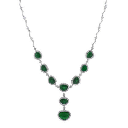 Exclusive 14K White Gold Jadeite Lavaliere Necklace — Front View