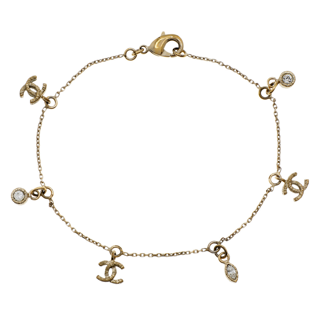 Exclusive Chanel CC Crystal Charm Bracelet — Front View