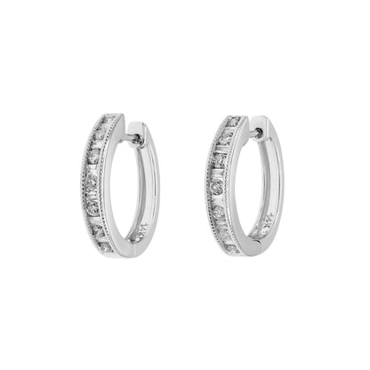 Exclusive 14K White Gold 0.52 Carat Diamond Hoop Earrings — Front View
