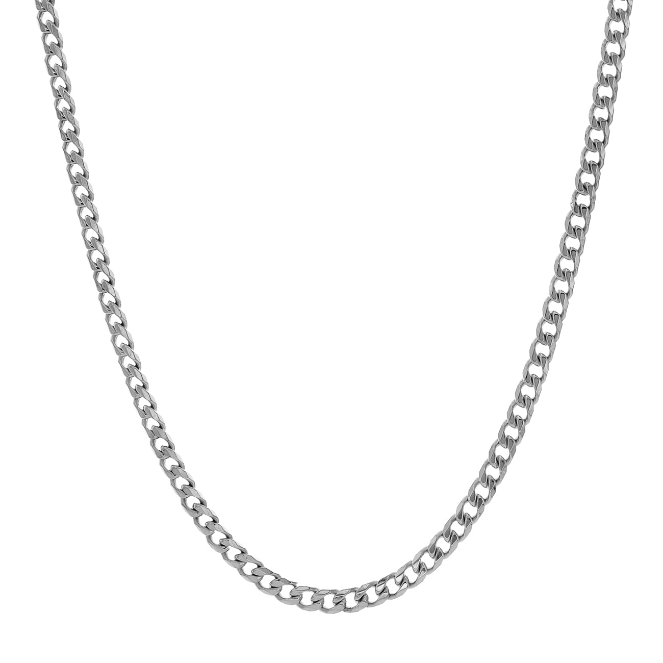 Exclusive 10K White Gold Curb Link Chain — Front View