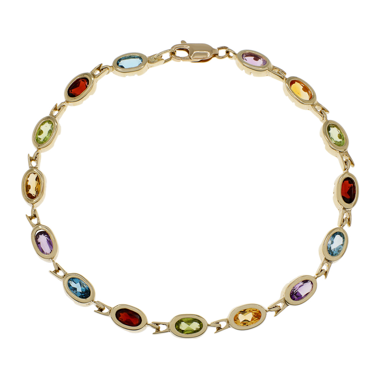 Exclusive 14K Yellow Gold Multi Gemstone Bracelet — Front View