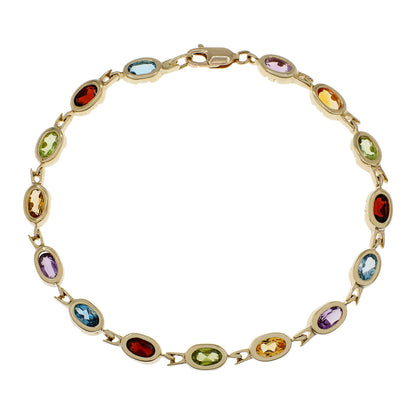 Exclusive 14K Yellow Gold Multi Gemstone Bracelet — Front View