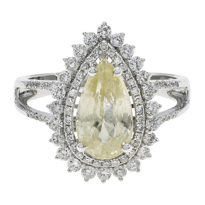 Exclusive 18K White Gold 2.37 Carat Yellow Sapphire Ring — 5 — Front View