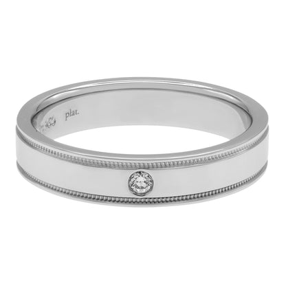 Exclusive Tiffany & Co. Platinum Diamond Double Milgrain Band Ring — Front View