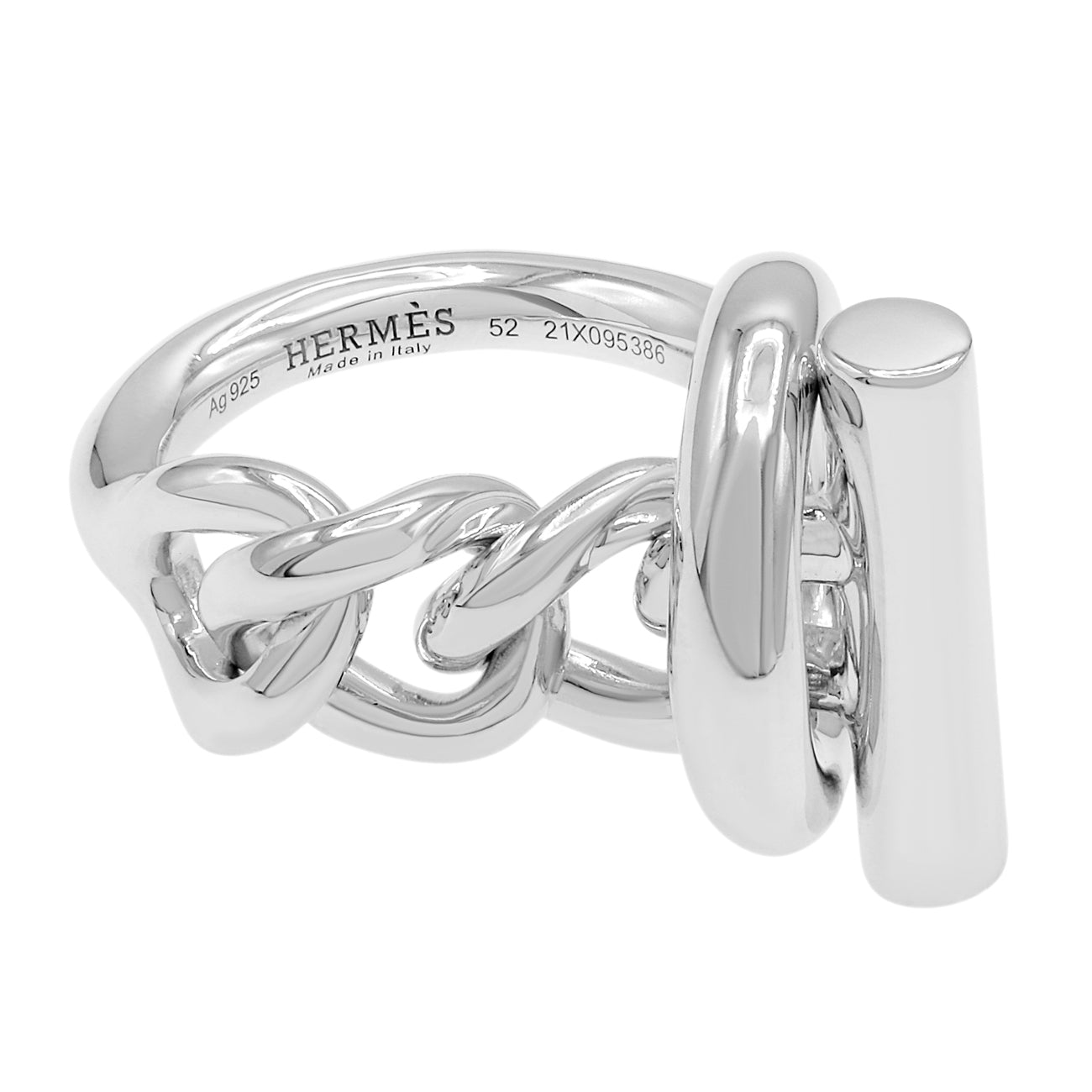 Exclusive Hermes Sterling Silver Croisette Ring — Front View