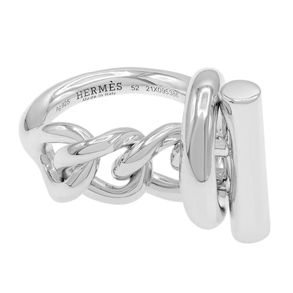 Exclusive Hermes Sterling Silver Croisette Ring — Front View