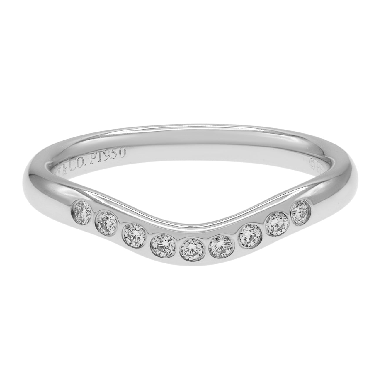 Exclusive Tiffany & Co. Platinum Diamond Elsa Peretti Wedding Band Ring — Front View