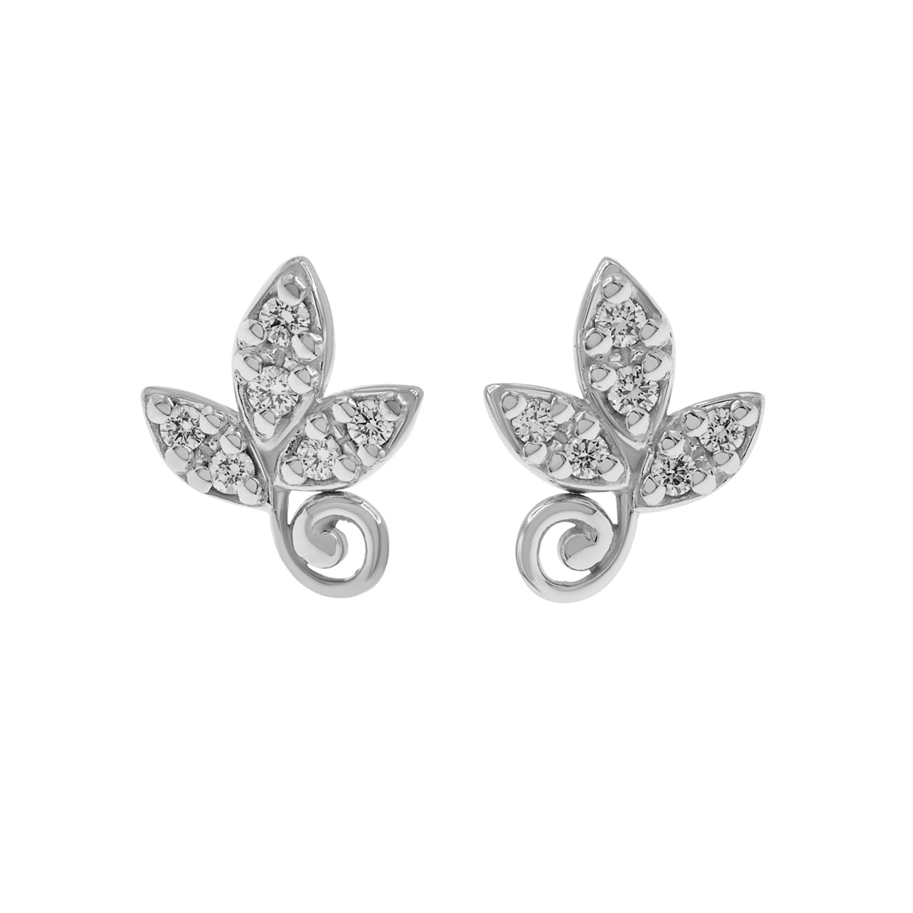 Exclusive Tiffany & Co. 18K White Gold Diamond Olive Leaf Earrings — Front View
