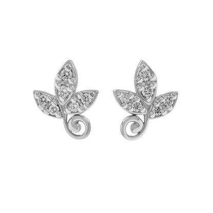 Exclusive Tiffany & Co. 18K White Gold Diamond Olive Leaf Earrings — Front View
