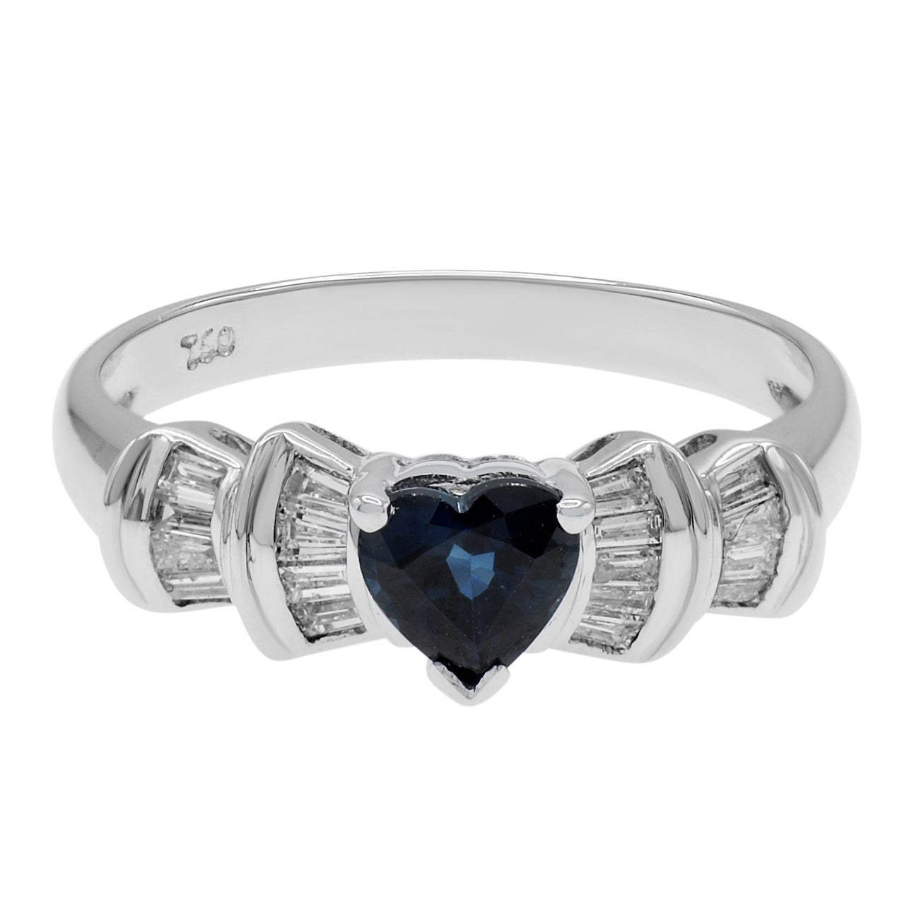 Exclusive 18K White Gold 0.68 Carat Heart Sapphire Ring — 6.25 — Front View