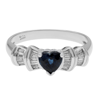 Exclusive 18K White Gold 0.68 Carat Heart Sapphire Ring — 6.25 — Front View