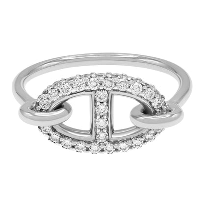 Exclusive Hermes 18K White Gold Diamond Farandole Ring — Front View