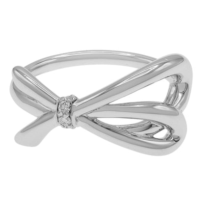 Exclusive Tiffany & Co. 18K White Gold Diamond Bow Ring — Front View
